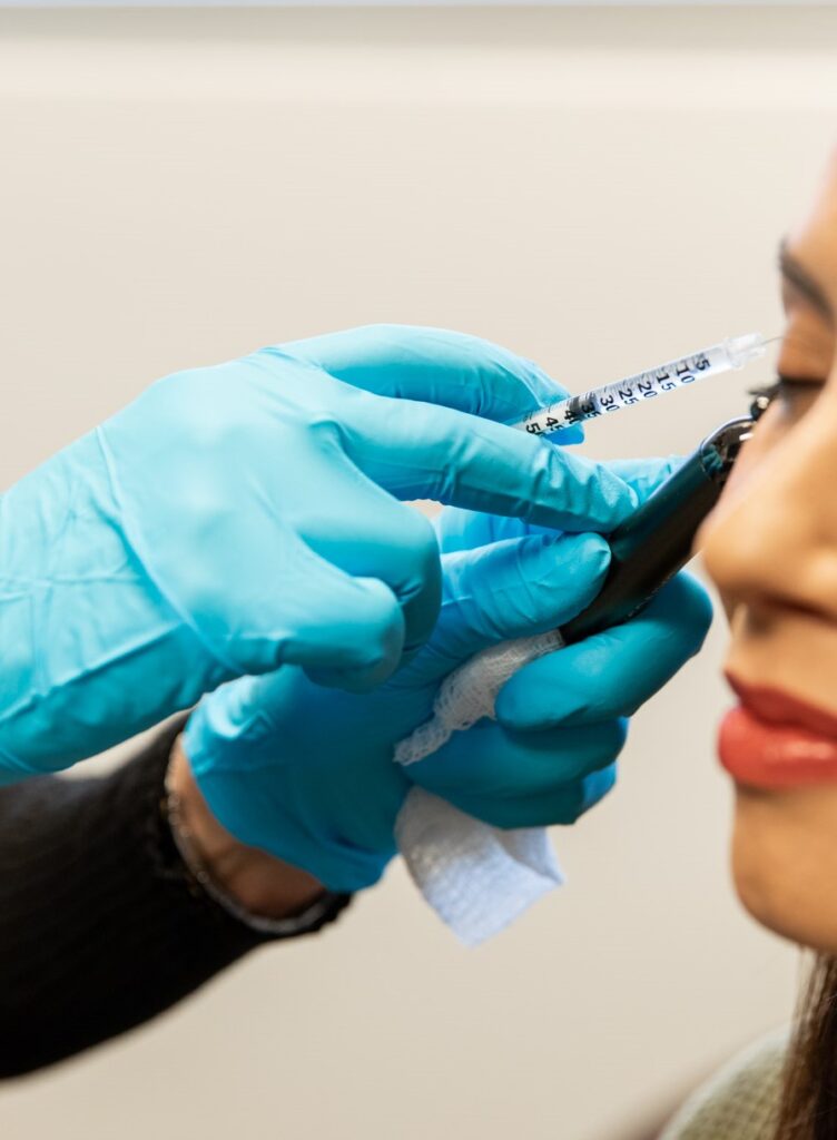 Close up of a woman receiving Botox